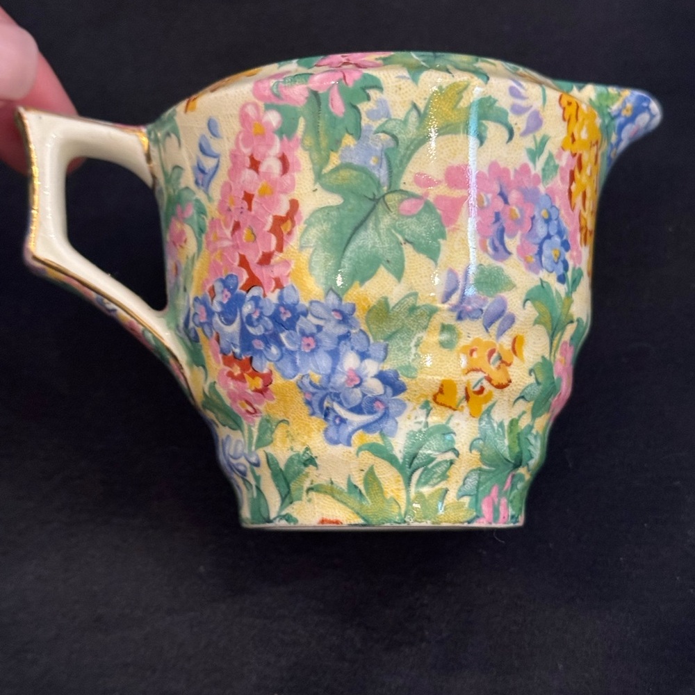 Royal Winton Grimwades "Somerset" Jacobean creamer, dating back to the 1930s.